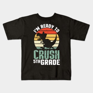 Dinosaur Student Back To School I'm Ready To Crush 5th Grade Kids T-Shirt